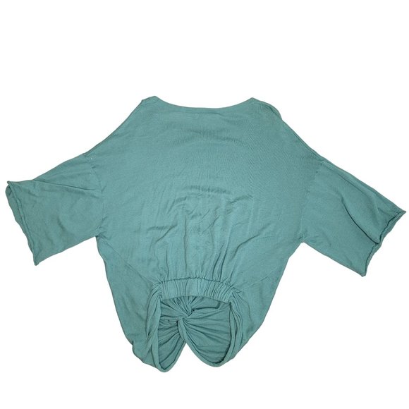 Zara knit twist front crop top tee shirt green blue size medium - Picture 3 of 5